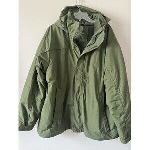 L.L.Bean Trail Model 3-in-1 Jacket XXL Army Green Waterproof Fleece Lined Hood
